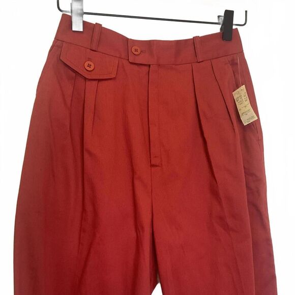 Brand New Vintage 80s 90s Condor Women's 7/8 Red Paperbag Ankle Pants - Picture 2 of 11